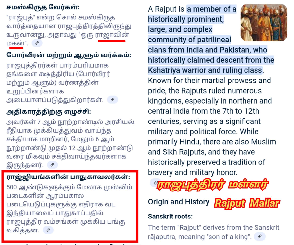 Rajput Mallar Pallar North India | ராஜ்புத் ராஜபுத்திரர் மள்ளர் பள்ளர் வட இந்தியா