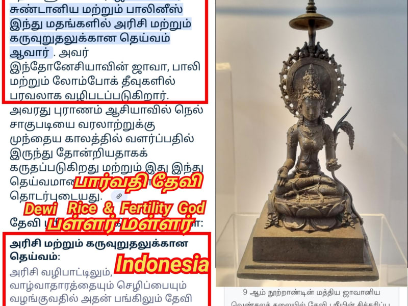 Indonesia Dewi God Pallar Mallar Agriculture God | இந்தோனேஷியா தேவி கடவுள் பள்ளர் மள்ளர் வேளாண்மை கடவுள் தேவி