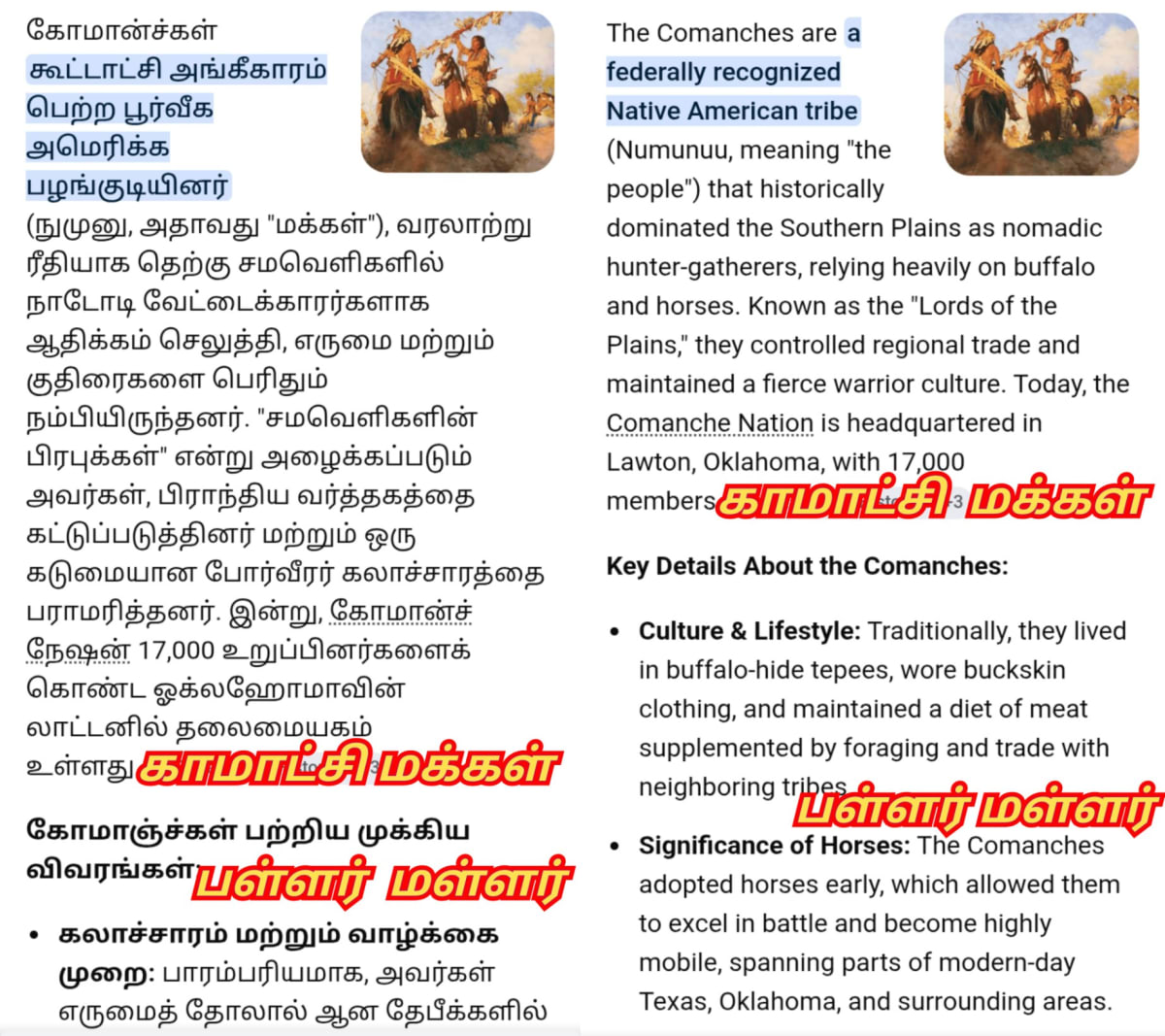Kamatsi Makkal Amerikka Pallar Mallar Comanche Kamatchi People Pallar Mallar America Mexico | காமாட்சி மக்கள் அமெரிக்கா பள்ளர் மள்ளர் Comanche Kamatchi People Pallar Mallar America Mexico