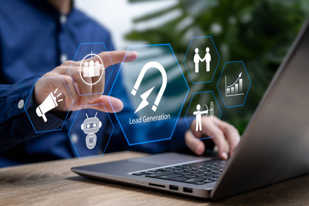 Lead generation and CRM automation system showing automated lead capture, scoring, nurturing, and customer relationship management