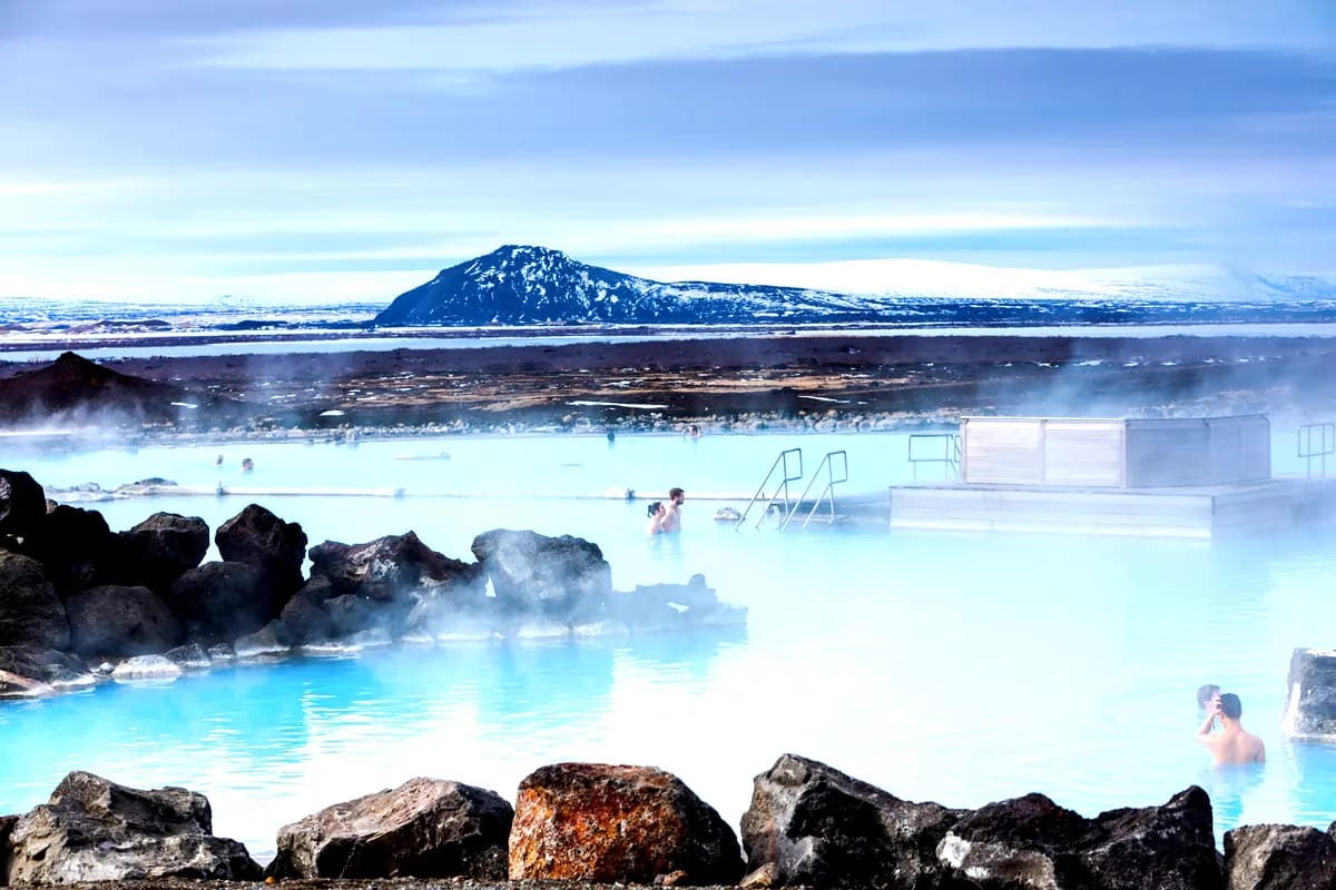 Geothermal bathing experience at Myvatn Natural Baths, Iceland