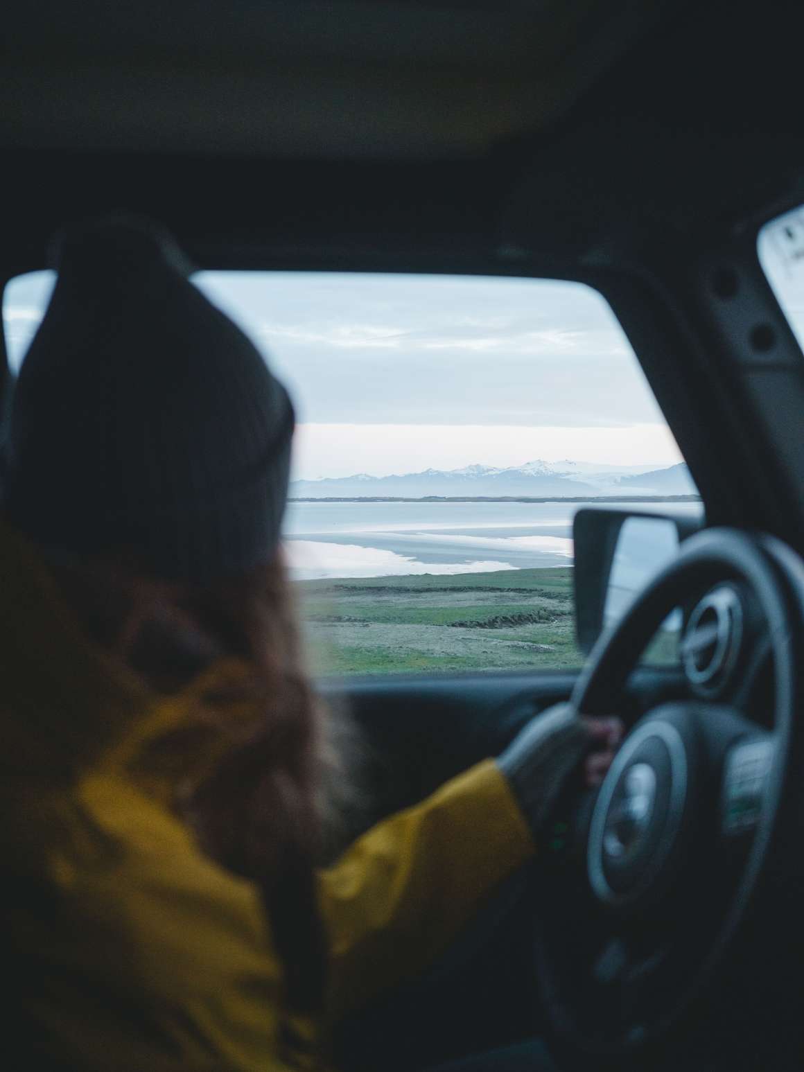 Rental car driving on an Icelandic road, best car rental Iceland comparison