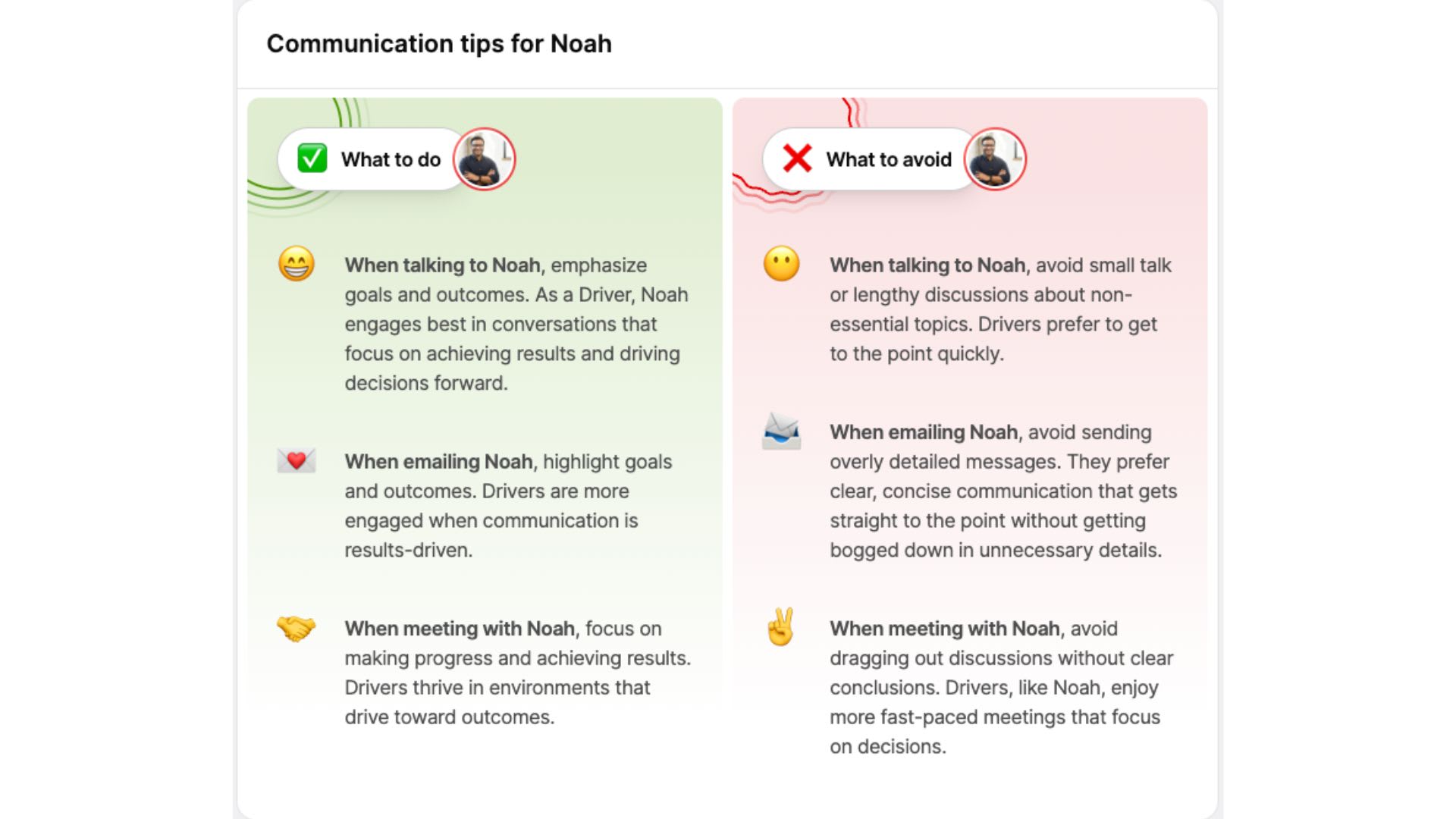 Image showing the Communication Tips in the new Happy Insights feature. 