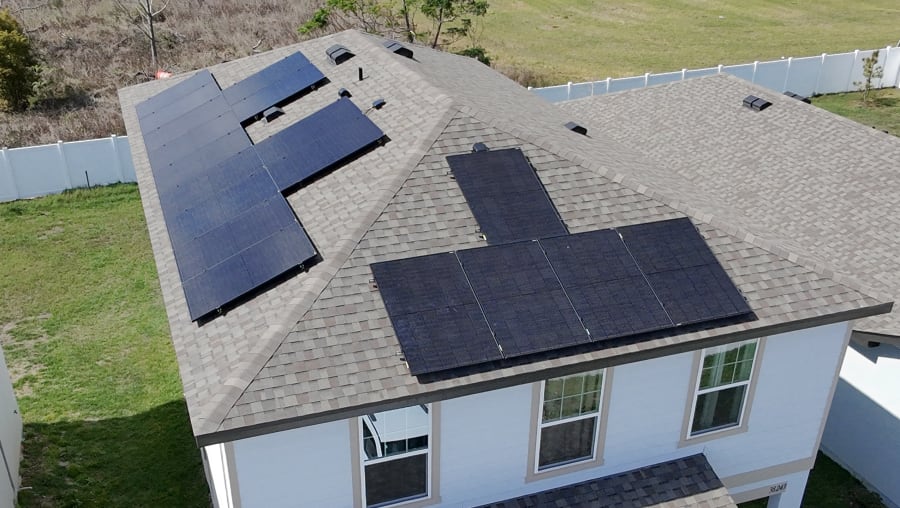 Completed solar panel installation on Florida residential home