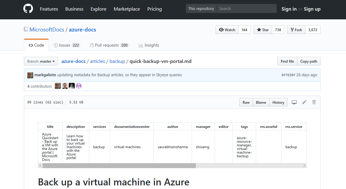 Editing existing Microsoft Documentation at GitHub