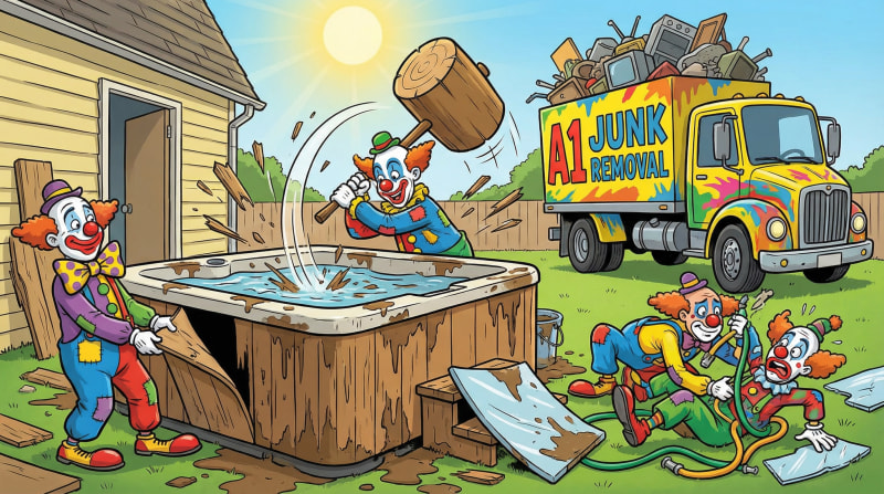 Hot tub removal and jacuzzi disposal in Omaha NE by A1 Junk Removal and Tree Service — any size spa hauled away