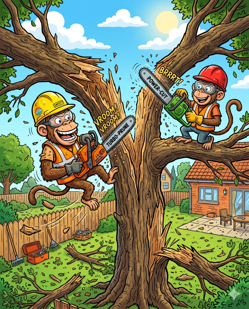 AI-generated illustration of emergency tree cutting service for A1 Junk Removal and Tree Service in Omaha, Nebraska