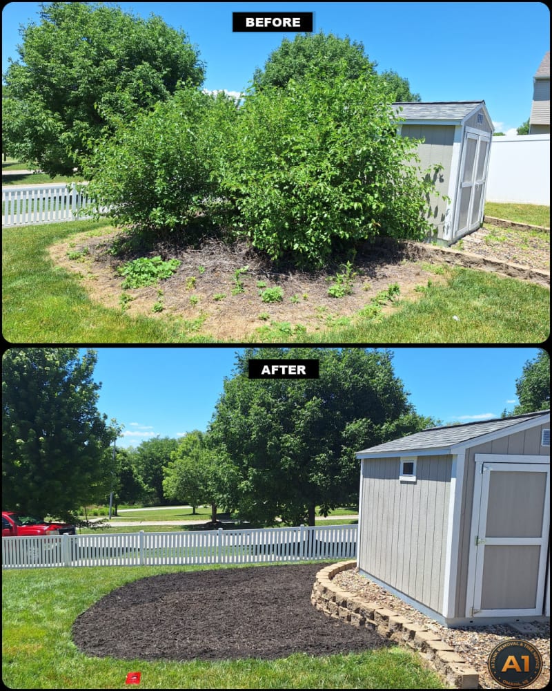 A1 Junk Removal and Tree Service land clearing and mulching service before and after in Gretna, Nebraska
