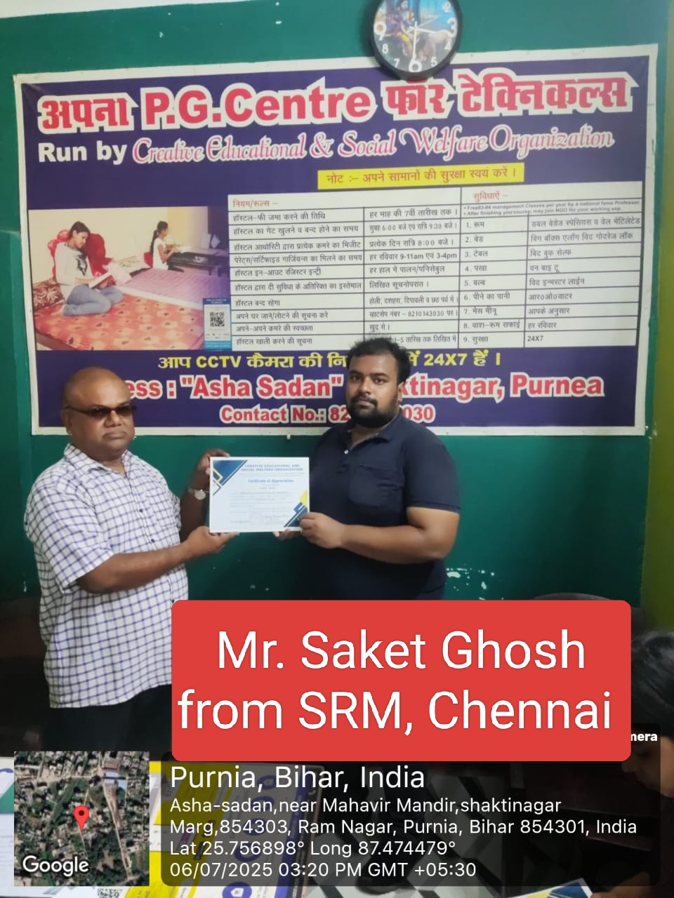 B4. Interns of SRM, Chennai Mr. Saket Ghosh.