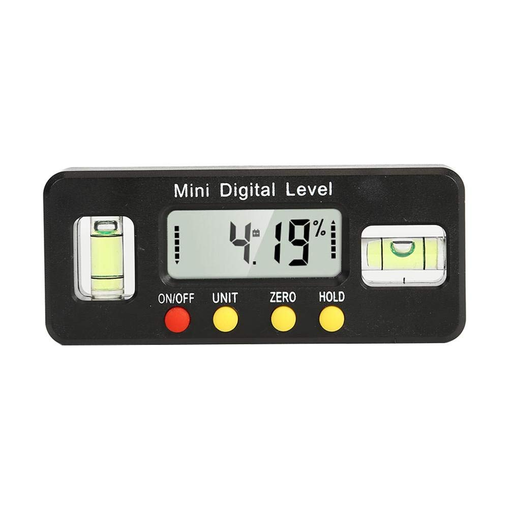 Jawsons Compact Digital Inclinometer & Angle Finder - Magnetic Mini Level with 360° Auto-Flip LCD Display, Dual Bubble Vials & Hold Function