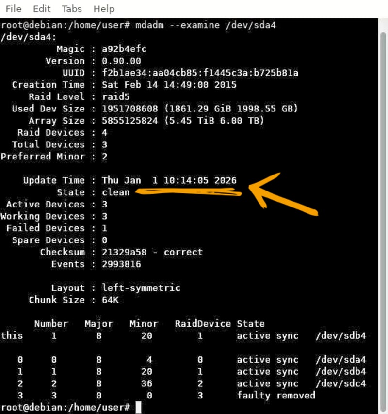 Rekonstrukce RAID 5 pole
