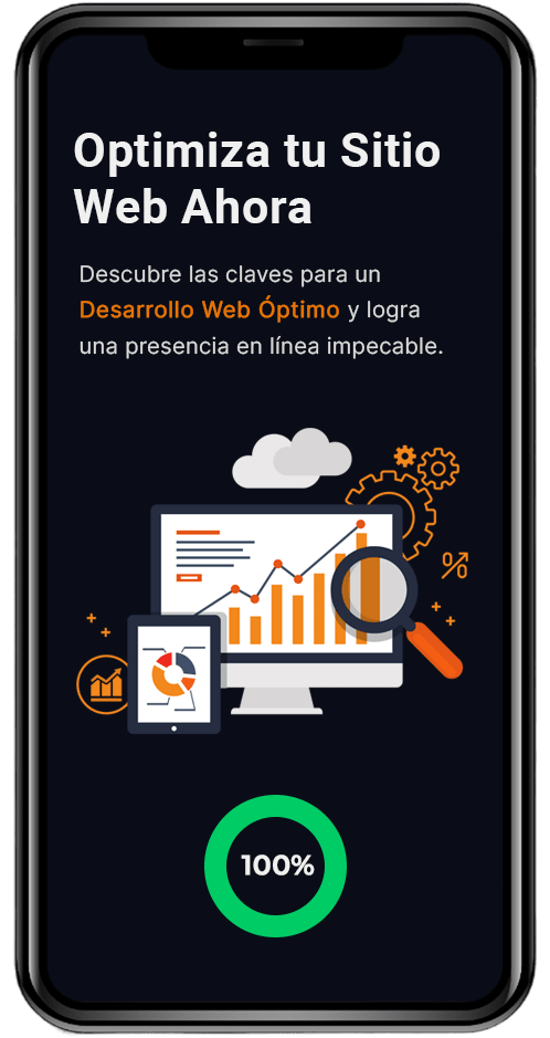 Un mockup de celular mostrando el proyecto personal Optimización Web