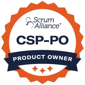 Certified Scrum Professional Product Owner (CSP-PO) credential badge from Scrum Alliance