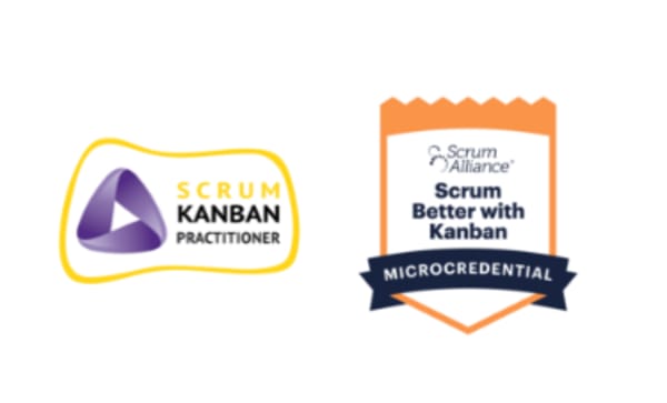 Scrum Alliance and Kanban University dual certification badges for Scrum Better with Kanban