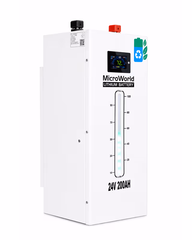 MicroWorld 24V 200Ah 5kWh LiFePO4 Lithium Battery with Smart BMS