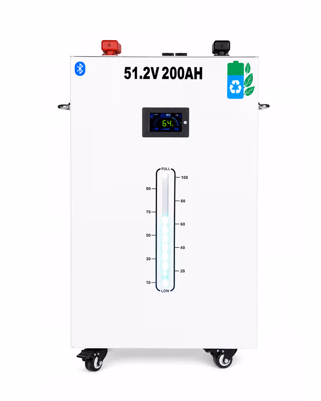 MicroWorld 51.2V 200Ah 10kWh LiFePO4 Lithium Battery with Moving Wheels & Smart BMS
