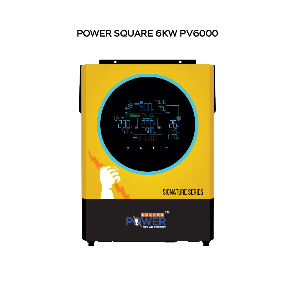 Power Square 6KW PV6000 Hybrid Solar Inverter | 48V 6000W with Circular LCD
