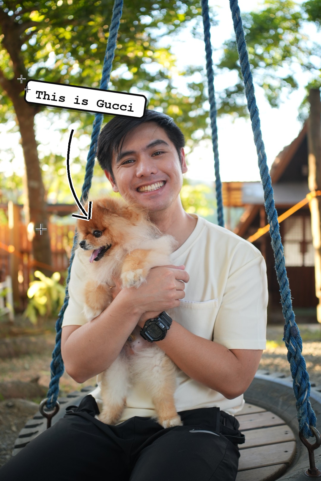 Mark Darwin Balaswit holding Gucci