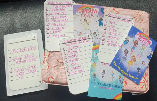 Lou's Yoto card labels, printed on A4, Yoto Original size, using Sticker Paper