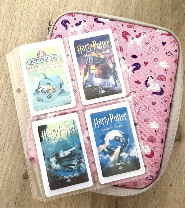 Melissa's Yoto card labels, printed on US Legal, Library Pouch size, using Vinyl Sticker Paper