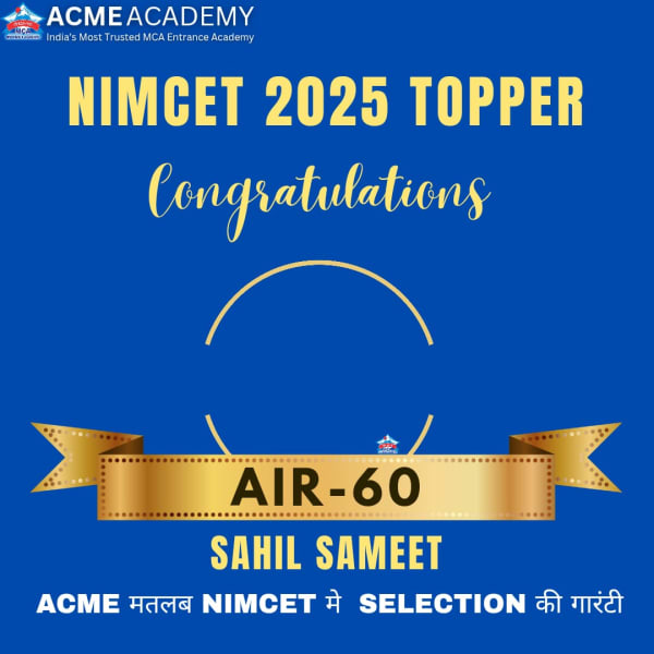 Sahil Sameet — AIR 60, NIMCET 2025 topper photo, ACME Academy