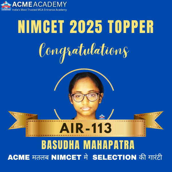 Basudha Mahapatra — AIR 113, NIMCET 2025 topper photo, ACME Academy