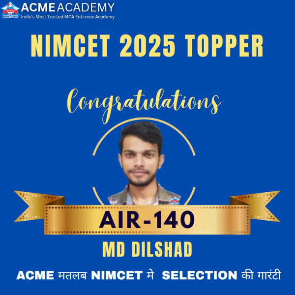 MD Dilshad — AIR 140, NIMCET 2025 topper photo, ACME Academy