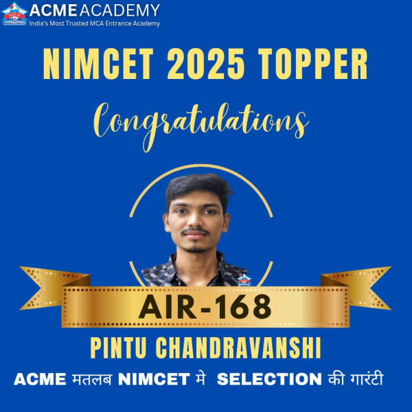 Pintu Chandravanshi — AIR 168, NIMCET 2025 topper photo, ACME Academy