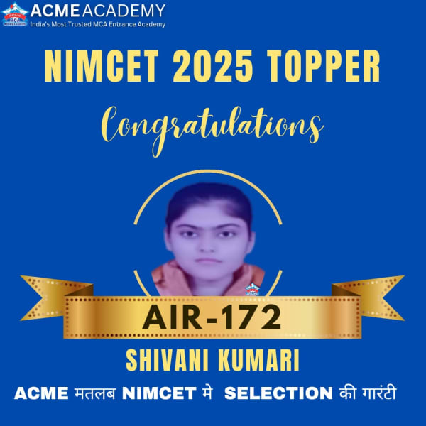 Shivani Kumari — AIR 172, NIMCET 2025 topper photo, ACME Academy