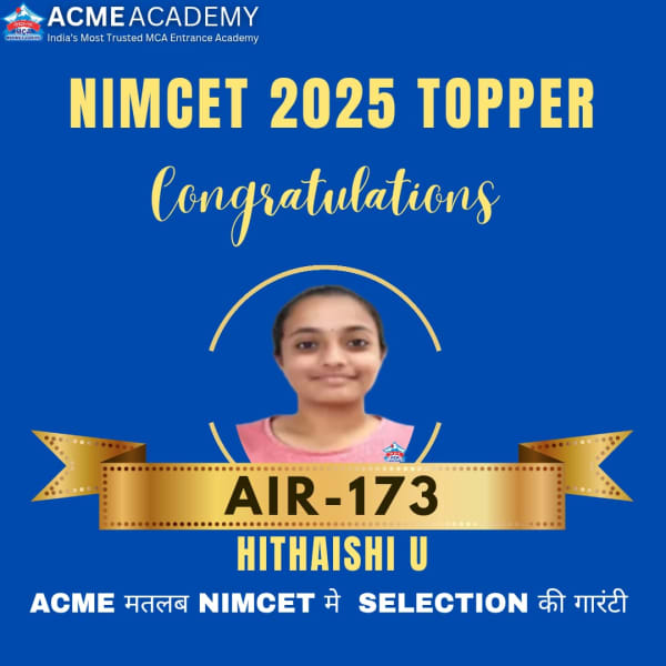 Hithaishi U — AIR 173, NIMCET 2025 topper photo, ACME Academy