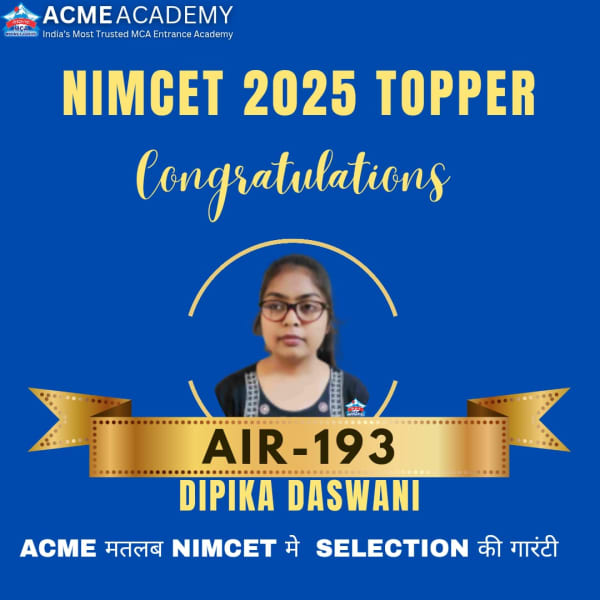 Dipika Daswani — AIR 193, NIMCET 2025 topper photo, ACME Academy