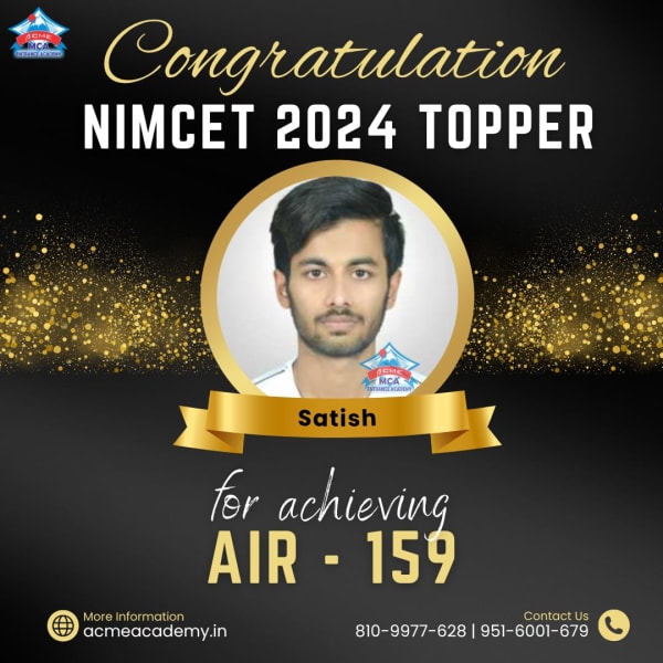 Satish — AIR 159, NIMCET 2024 topper photo, ACME Academy