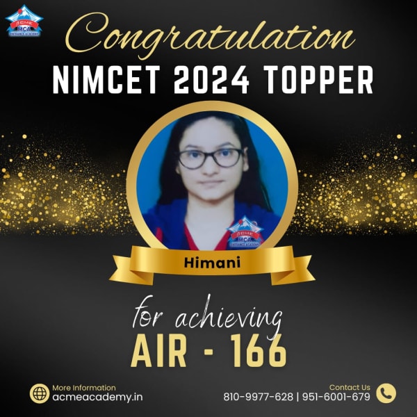 Himani — AIR 166, NIMCET 2024 topper photo, ACME Academy