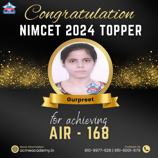 Gurpreet — AIR 168, NIMCET 2024 topper photo, ACME Academy