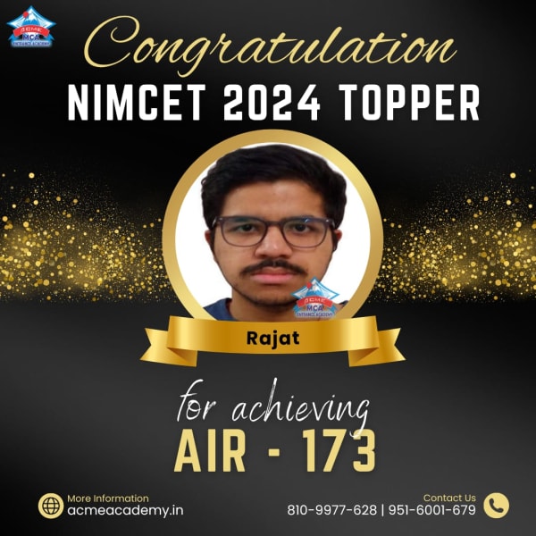 Rajat — AIR 173, NIMCET 2024 topper photo, ACME Academy