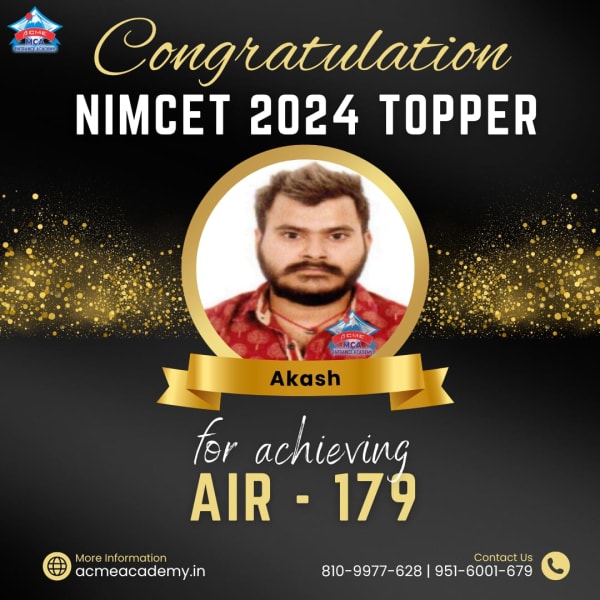 Akash — AIR 179, NIMCET 2024 topper photo, ACME Academy