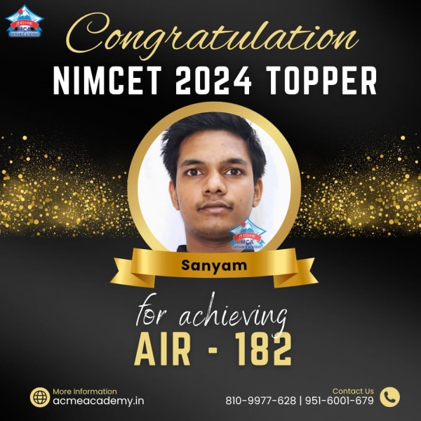 Sanyam — AIR 182, NIMCET 2024 topper photo, ACME Academy