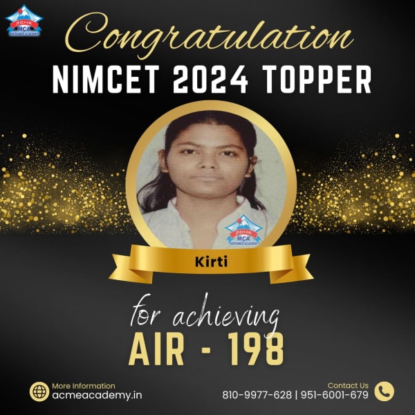 Kirti — AIR 198, NIMCET 2024 topper photo, ACME Academy