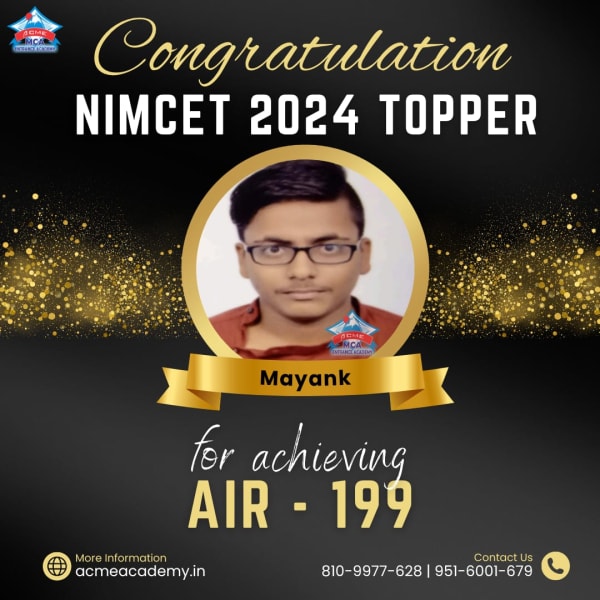 Mayank — AIR 199, NIMCET 2024 topper photo, ACME Academy