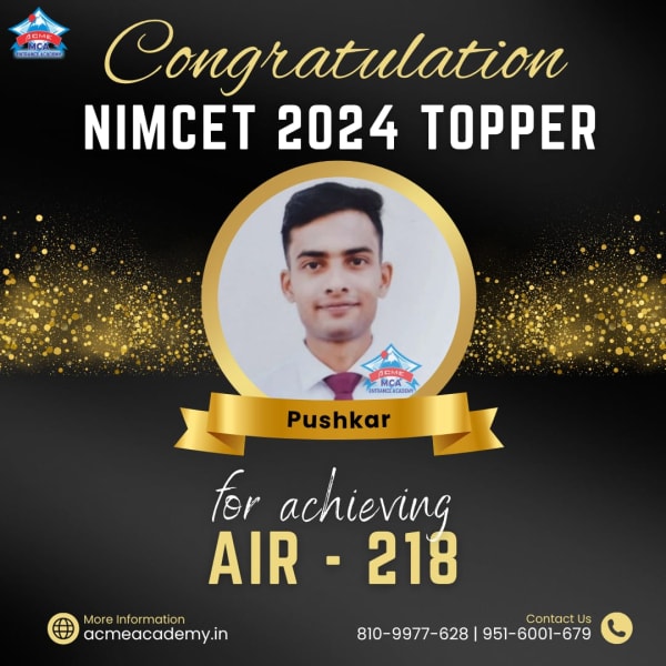 Pushkar — AIR 218, NIMCET 2024 topper photo, ACME Academy