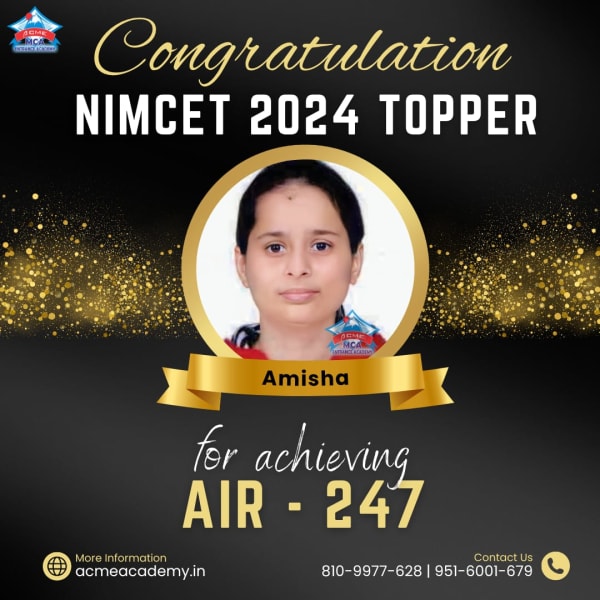 Amisha — AIR 247, NIMCET 2024 topper photo, ACME Academy