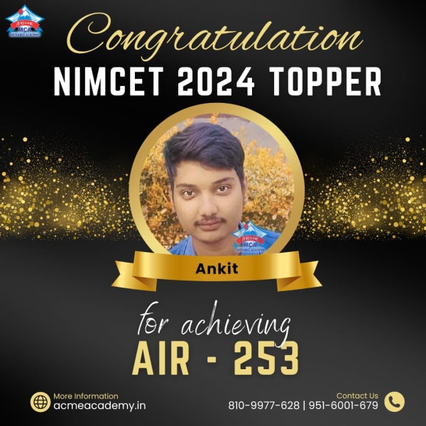 Ankit — AIR 253, NIMCET 2024 topper photo, ACME Academy