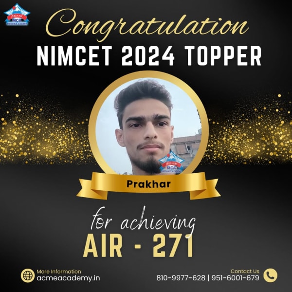 Prakhar — AIR 271, NIMCET 2024 topper photo, ACME Academy