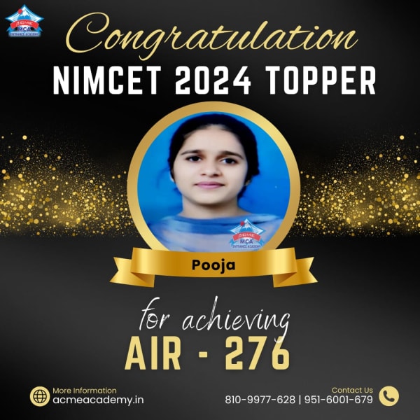 Pooja — AIR 276, NIMCET 2024 topper photo, ACME Academy