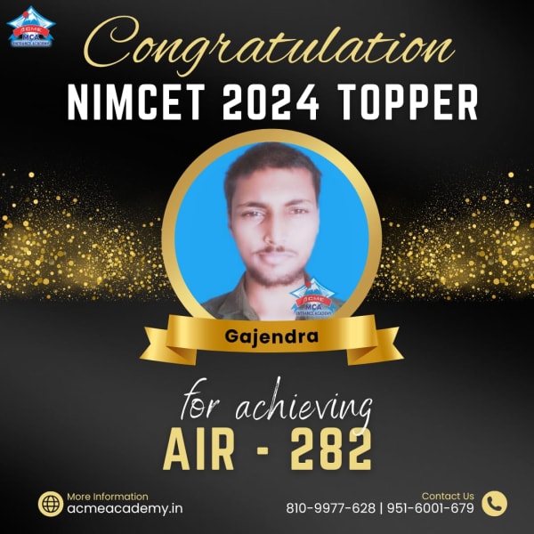 Gajendra — AIR 282, NIMCET 2024 topper photo, ACME Academy