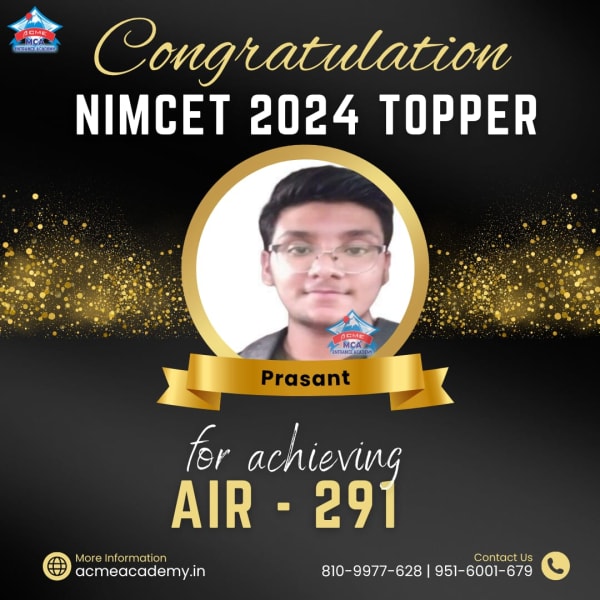 Prashant — AIR 291, NIMCET 2024 topper photo, ACME Academy