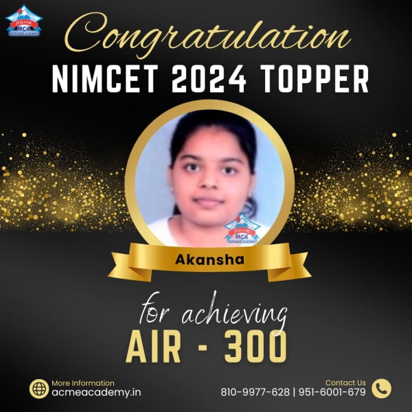 Akansha — AIR 300, NIMCET 2024 topper photo, ACME Academy