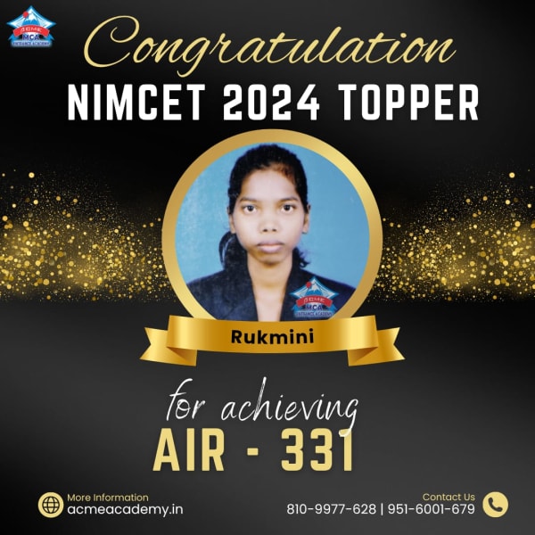 Rukmini — AIR 331, NIMCET 2024 topper photo, ACME Academy