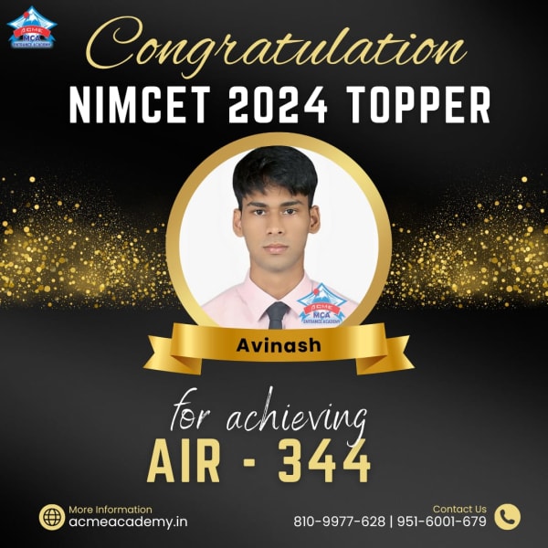 Avinash — AIR 344, NIMCET 2024 topper photo, ACME Academy