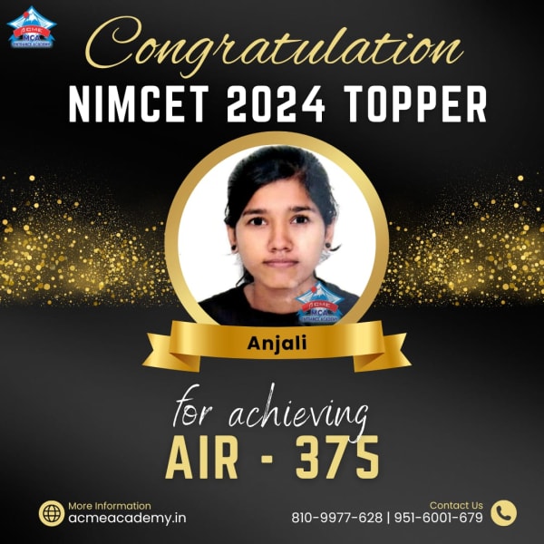 Anjali — AIR 375, NIMCET 2024 topper photo, ACME Academy